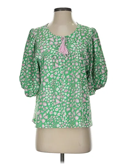 Pre-owned Michelle Mcdowell 3/4 Sleeve Blouse In Green