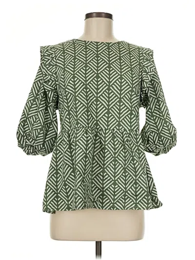 Pre-owned Michelle Mcdowell 3/4 Sleeve Blouse In Green