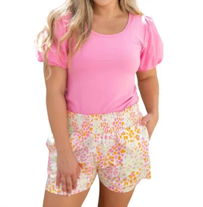 Michelle Mcdowell Cotton Print Pull-on Short In Wild Safari In Pink