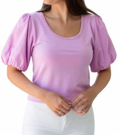 Michelle Mcdowell Cotton Puff Sleeve Top In Lilac In Blue