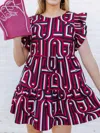 Michelle Mcdowell Everly Dress In Touchdown Garnet/black In Multi