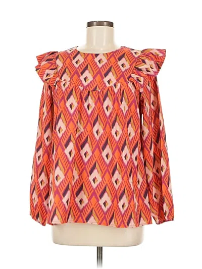 Pre-owned Michelle Mcdowell Long Sleeve Blouse In Orange