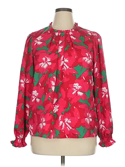 Pre-owned Michelle Mcdowell Long Sleeve Blouse In Red