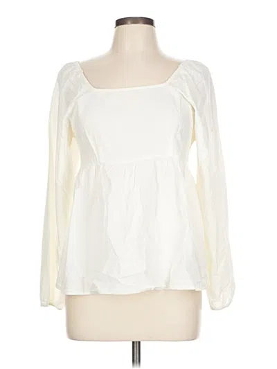 Pre-owned Michelle Mcdowell Long Sleeve Blouse In White