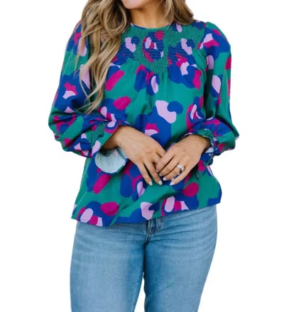 Michelle Mcdowell Lynn Top In Spot On Blue In Multi