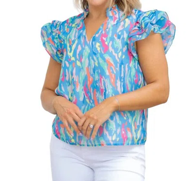 Michelle Mcdowell Marley Top In Tiger Tail Multi Blue