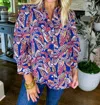 Michelle Mcdowell Polly Top In Navy Mosaic Meadow In Multi