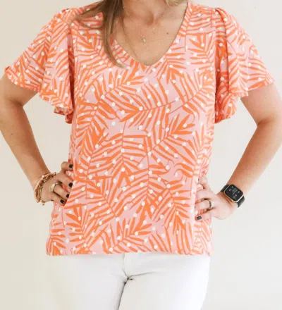 Michelle Mcdowell Pretty Palm Paisley Top In Pink In Orange