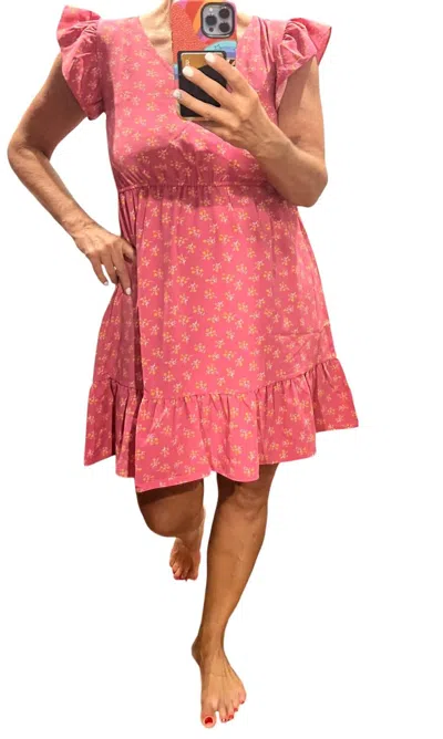 Michelle Mcdowell Ruffle Cap Sleeve Mini Dress In Pink Floral