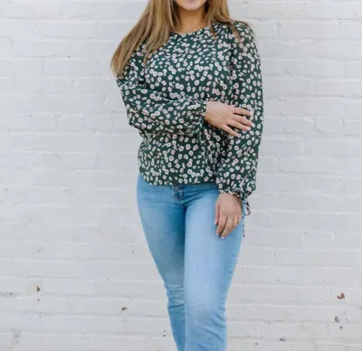Michelle Mcdowell Sawyer Top In Sage Floral In Blue