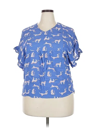 Pre-owned Michelle Mcdowell Short Sleeve Blouse In Blue
