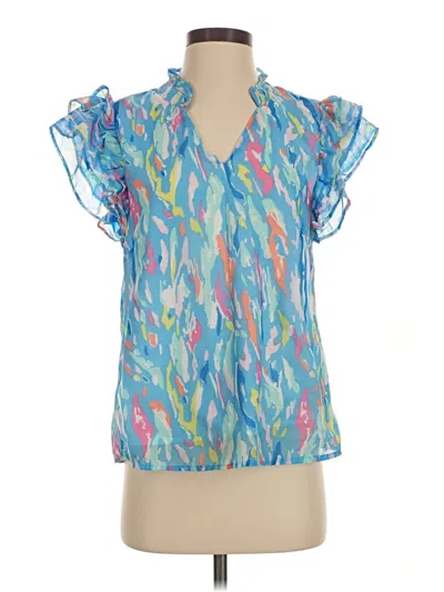 Pre-owned Michelle Mcdowell Short Sleeve Blouse In Blue