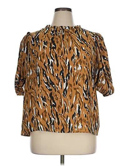 Pre-owned Michelle Mcdowell Short Sleeve Blouse In Gold
