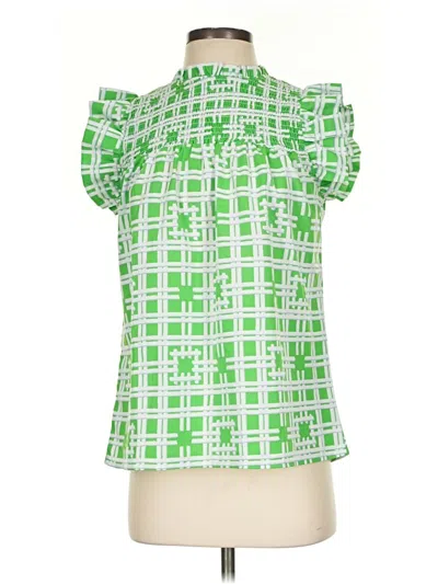 Pre-owned Michelle Mcdowell Short Sleeve Blouse In Green