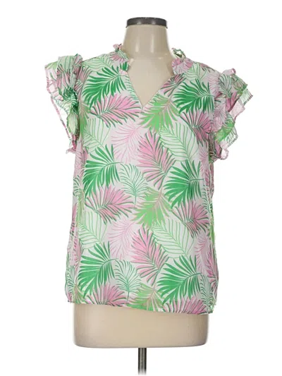 Pre-owned Michelle Mcdowell Short Sleeve Blouse In Green