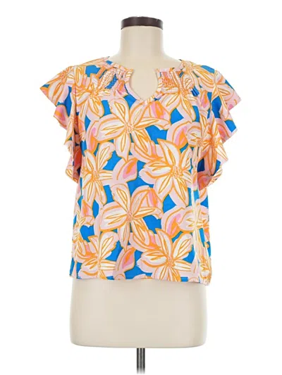 Pre-owned Michelle Mcdowell Short Sleeve Blouse In Orange