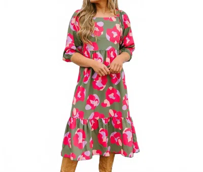 Michelle Mcdowell Taylor Spot On Dress In Olive In Multi