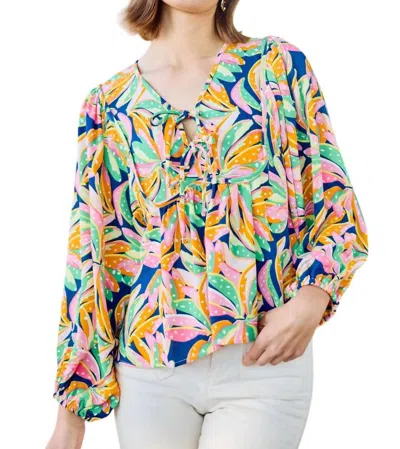 Michelle Mcdowell Vivey Top In Going Bananas Navy In Multi