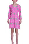 Michelle Parisou Ashley Mini Dress In Green Geo Aztec In Pink