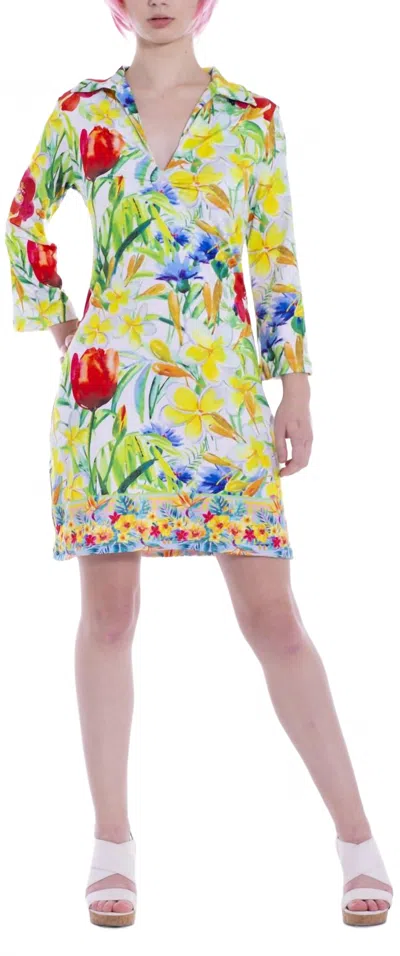 Michelle Parisou Cali Mini Dress In Flower Glass In Multi