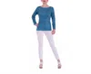 Michelle Parisou Candice 3/4 Sleeves Top In Sapphire Vine In Blue