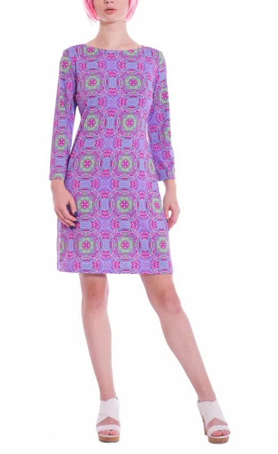 Michelle Parisou Candice Mini Dress In Purple And Green Kaleidoscope In Multi