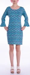 Michelle Parisou Kayla Mini Dress In Winter Lattice In Blue