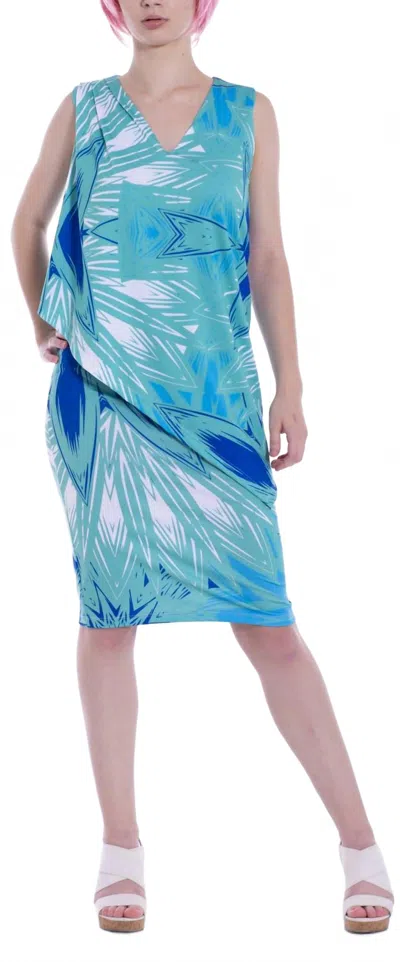 Michelle Parisou Rita Mini Dress In Teal Blast In Multi