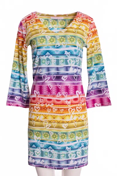 Michelle Parisou Women's Raya V-neck Mini Dress In Prism Of Hearts In Multi