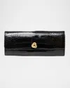 Michelle Wilhite Mini Robbie Alligator Leather Flap Clutch Bag In Black