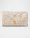 Michelle Wilhite Olivia Flap Woven Metallic Clutch Bag In Gold