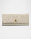 Michelle Wilhite Robbie Ostrich Leather Flap Clutch Bag In White