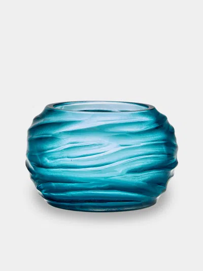 Micheluzzi Glass Bocia Acqua Onde Hand-blown Murano Glass Vase (6in/15cm) In Blue
