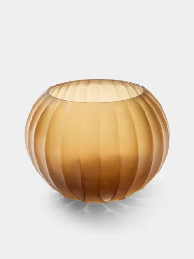 Micheluzzi Glass Bocia Miele Coste Hand-blown Murano Glass Vase (6in/15cm) In Yellow