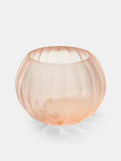 Micheluzzi Glass Bocia Rose Coste Hand-blown Murano Glass Vase (4.5in/11cm) In Pink