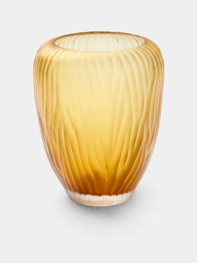 Micheluzzi Glass Goccia Ambra Alghe Hand-blown Murano Glass Vase (9in/23cm) In Yellow