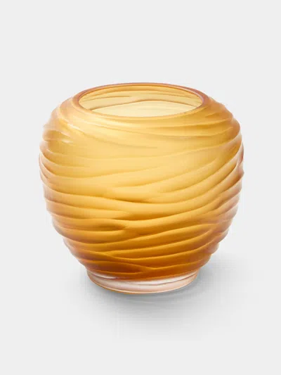 Micheluzzi Glass Goccia Ambra Onde Hand-blown Murano Glass Vase (8in/20cm) In Yellow
