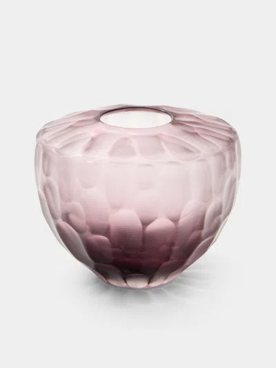Micheluzzi Glass Goccia Ametista Bamboo Hand-blown Murano Glass Vase (6in/15cm) In Purple