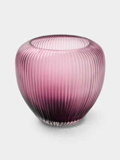 Micheluzzi Glass Goccia Ametista Righe Hand-blown Murano Glass Vase (8in/20cm) In Purple