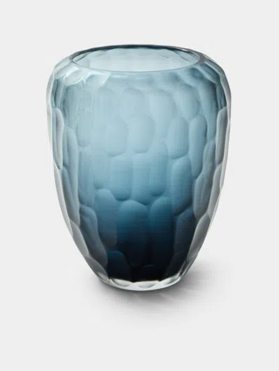 Micheluzzi Glass Goccia Oceano Bamboo Hand-blown Murano Glass Vase (9in/23cm) In Blue