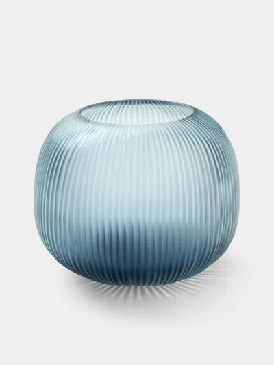 Micheluzzi Glass Riccio Oceano Coste Hand-blown Murano Glass Vase (8in/20cm) In Blue