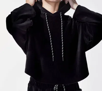 Michi Hygge Ribbed Crop Hoodie In Black