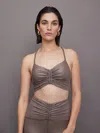 Michi Palma Gloss Longline Bra In Bronzed Pewter