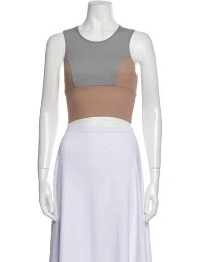 Pre-owned Michi Scoop Neck Sleeveless Crop Top In Gray