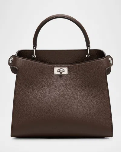 Michino Paris Lutece Mini Grained Leather Top-handle Bag In Brown
