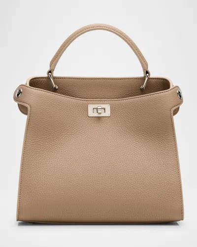 Michino Paris Lutece Mini Grained Leather Top-handle Bag In Gray