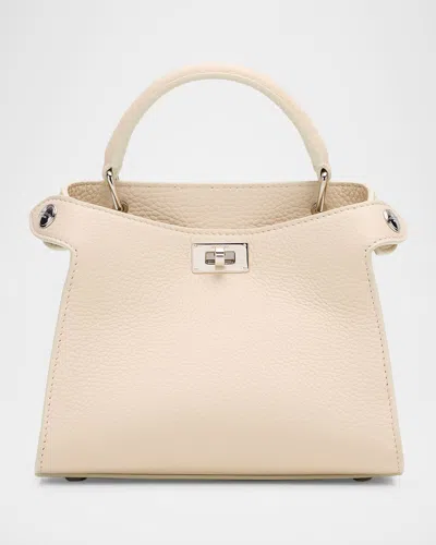 Michino Paris Lutece Nano Grained Leather Top-handle Bag In White