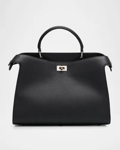 Michino Paris Lutece Pm Grained Leather Top-handle Bag In Black