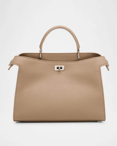 Michino Paris Lutece Pm Grained Leather Top-handle Bag In Gray