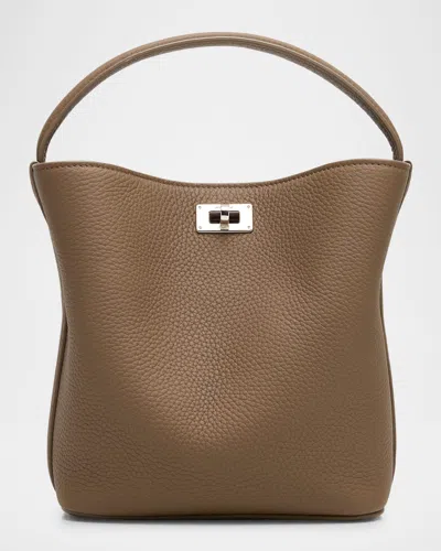 Michino Paris Odeon Mini Grain Leather Bucket Bag In Brown